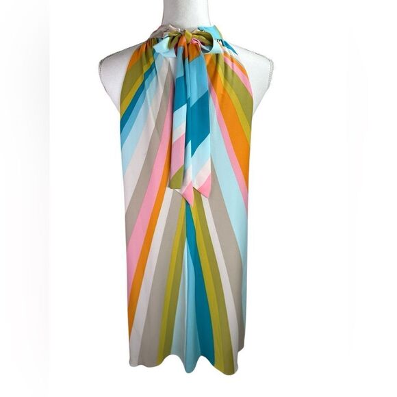 Trina Turk Morgan Striped Halter Neck Dress Multicolor Size Small - Picture 7 of 12